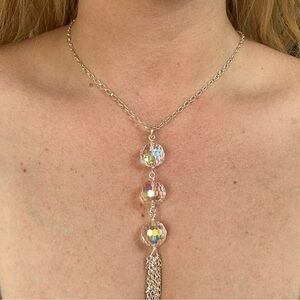 925 Disco Aurora Borealis Crystal Necklace
